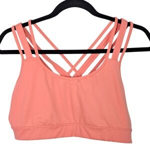 Strappy‎ Sports Bra Low Impact Yoga Pilates Workout Athleisure Peach